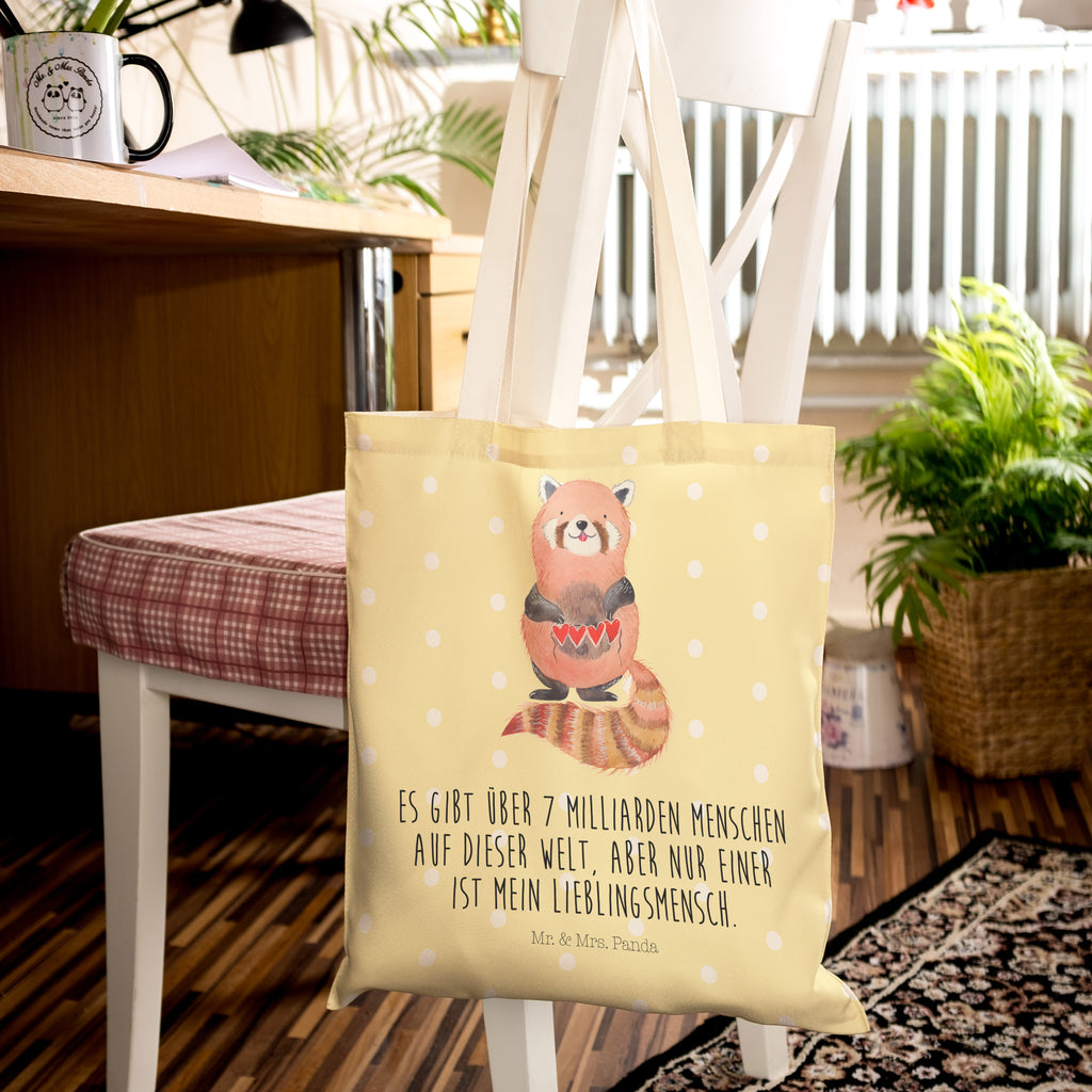 Einkaufstasche Roter Panda Panda, Liebe, Rot, Herz, Liebling, Lieblingsmensch Tragetasche, Tasche, Beutel, Stofftasche, Baumwolltasche,  Umhängetasche,  Shopper  süße Tiermotive, gute Laune, lustige Sprüche, Tiere
