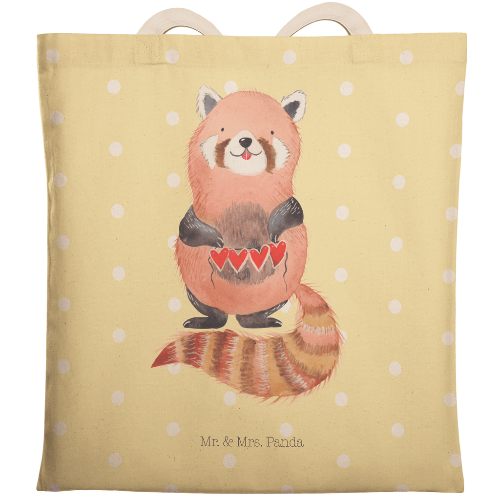 Einkaufstasche Roter Panda Panda, Liebe, Rot, Herz, Liebling, Lieblingsmensch Tragetasche, Tasche, Beutel, Stofftasche, Baumwolltasche,  Umhängetasche,  Shopper  süße Tiermotive, gute Laune, lustige Sprüche, Tiere