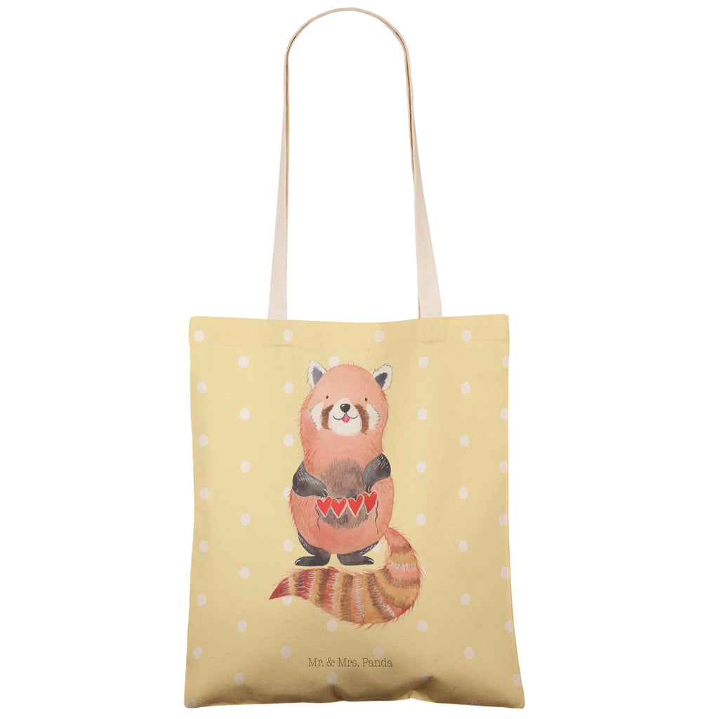 Einkaufstasche Roter Panda Panda, Liebe, Rot, Herz, Liebling, Lieblingsmensch Tragetasche, Tasche, Beutel, Stofftasche, Baumwolltasche,  Umhängetasche,  Shopper  süße Tiermotive, gute Laune, lustige Sprüche, Tiere