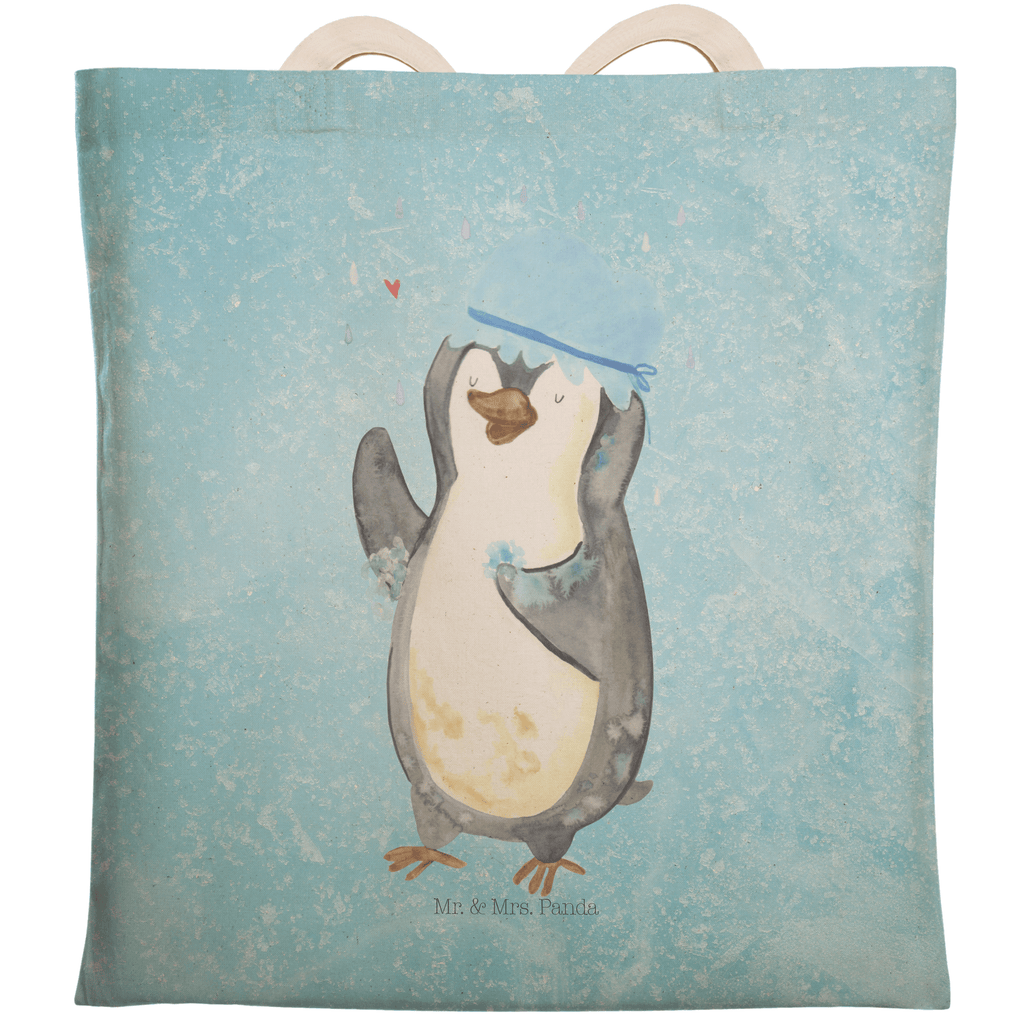Einkaufstasche Pinguin duscht Pinguin, Pinguine, Dusche, duschen, Lebensmotto, Motivation, Neustart, Neuanfang, glücklich sein,  Tragetasche, Tasche, Beutel, Stofftasche, Baumwolltasche,  Umhängetasche,  Shopper  Pinguin