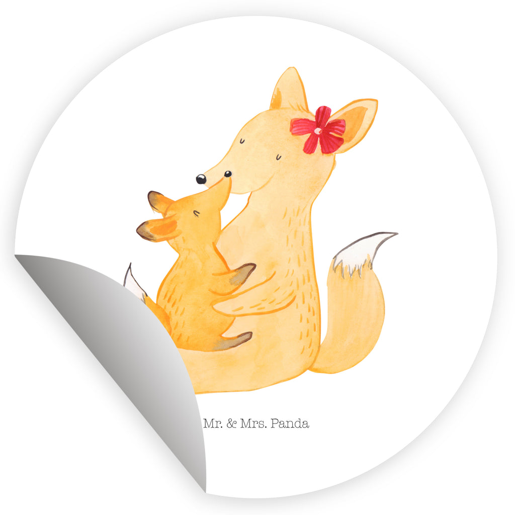 Rund Aufkleber Fuchs Mama & Kind