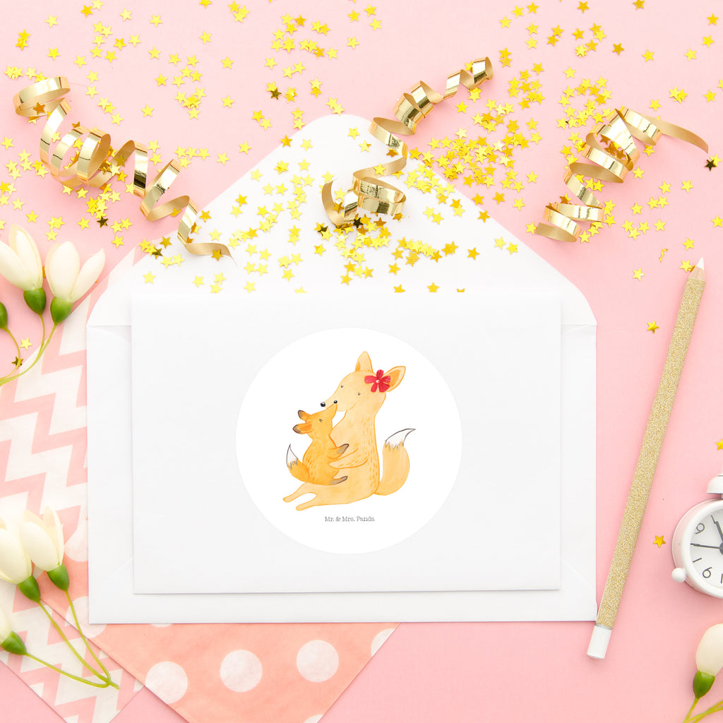 Rund Aufkleber Fuchs Mama & Kind