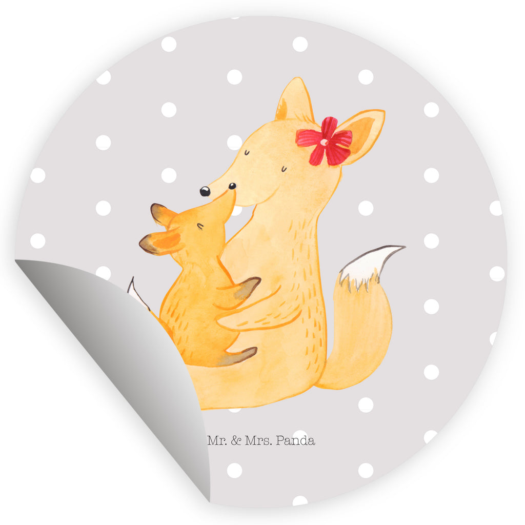 Rund Aufkleber Fuchs Mama & Kind