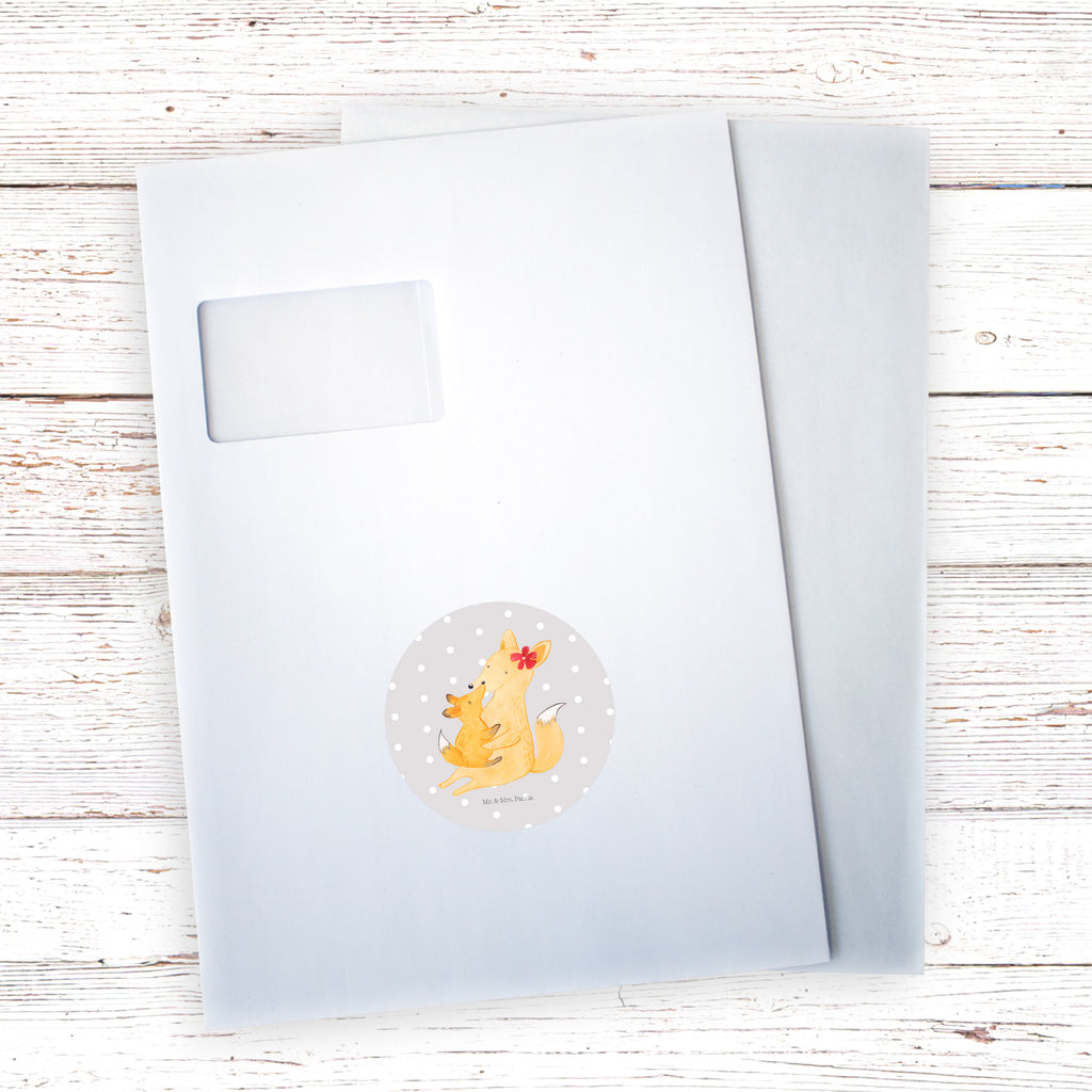 Rund Aufkleber Fuchs Mama & Kind