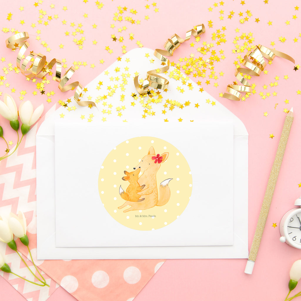 Rund Aufkleber Fuchs Mama & Kind