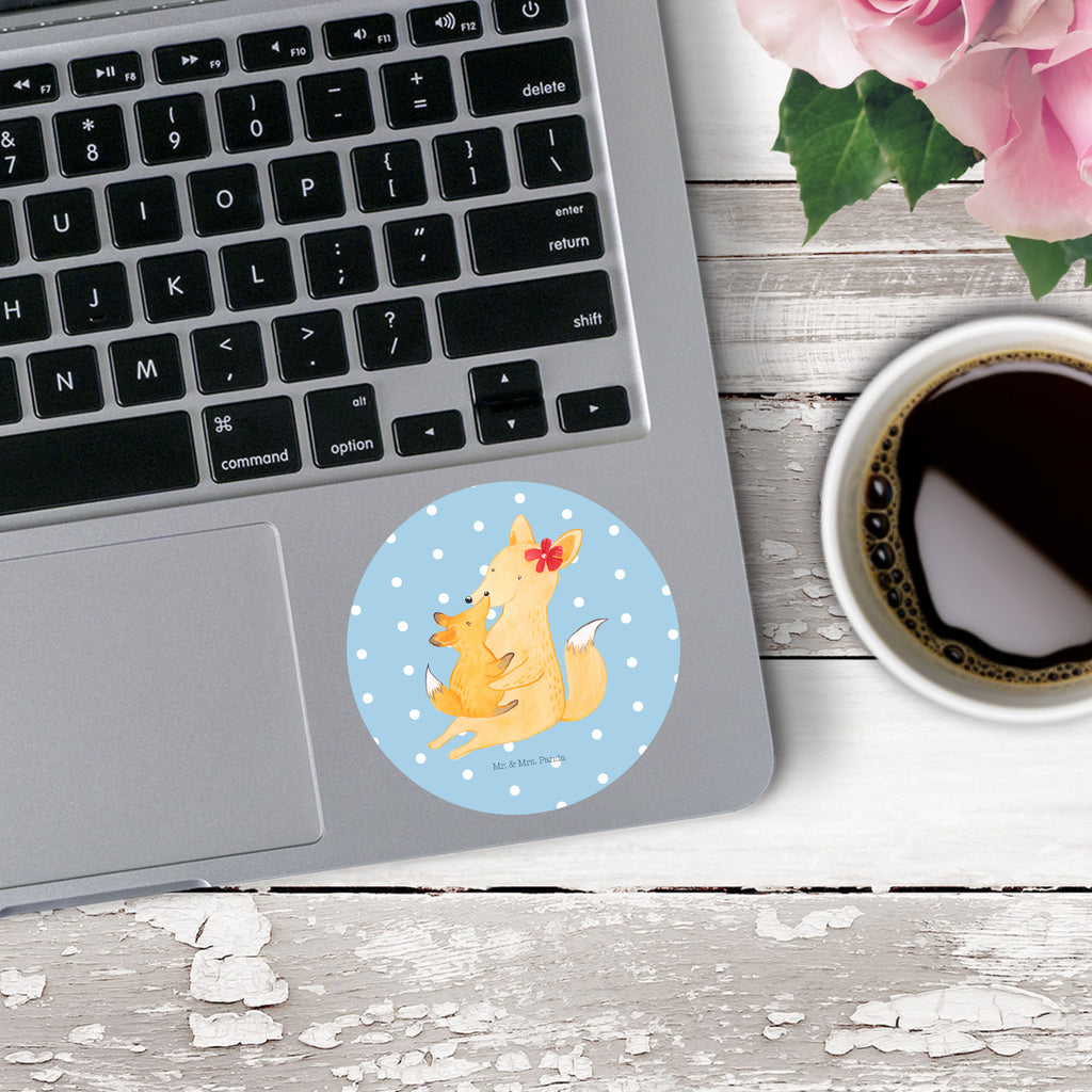 Rund Aufkleber Fuchs Mama & Kind