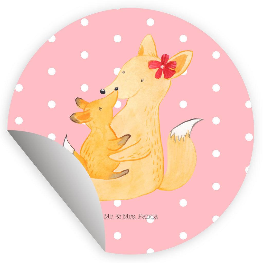 Rund Aufkleber Fuchs Mama & Kind
