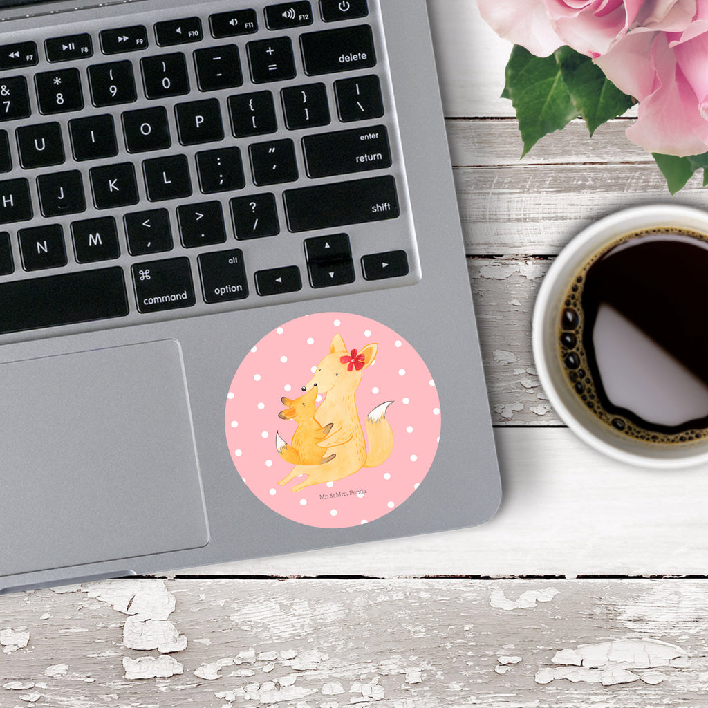 Rund Aufkleber Fuchs Mama & Kind