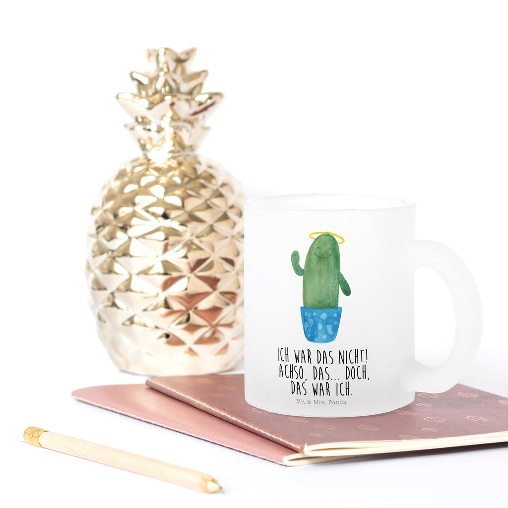 Glas Teetasse Kaktus Heilig Kaktus, Kakteen, frech, lustig, Kind, Eltern, Familie, Bruder, Schwester, Schwestern, Freundin, Heiligenschein Teetasse, Teeglas, Teebecher, Tasse mit Henkel, Tasse  Kaktus, Kakteen