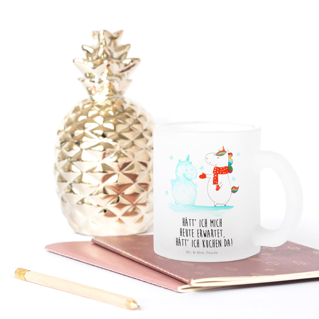 Glas Teetasse Einhorn Schneemann Einhorn, Unicorn, Schneemann, Winter, Schnee, Kuchen, Weihnachten, kalt, Mütze, Handschuhe, X-Mas Teetasse, Teeglas, Teebecher, Tasse mit Henkel, Tasse  Einhorn, Einhörner, Einhorn Deko, Pegasus, Unicorn