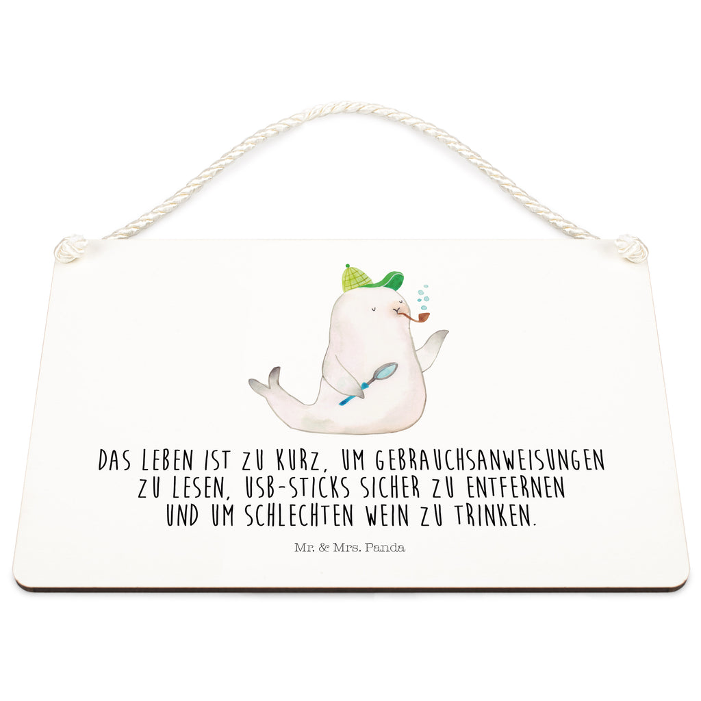 Deko Schild Robbe Sherlock  Schild, Türschild, Holzschild, Wandschild, Wanddeko  süße Tiermotive, gute Laune, lustige Sprüche, Tiere