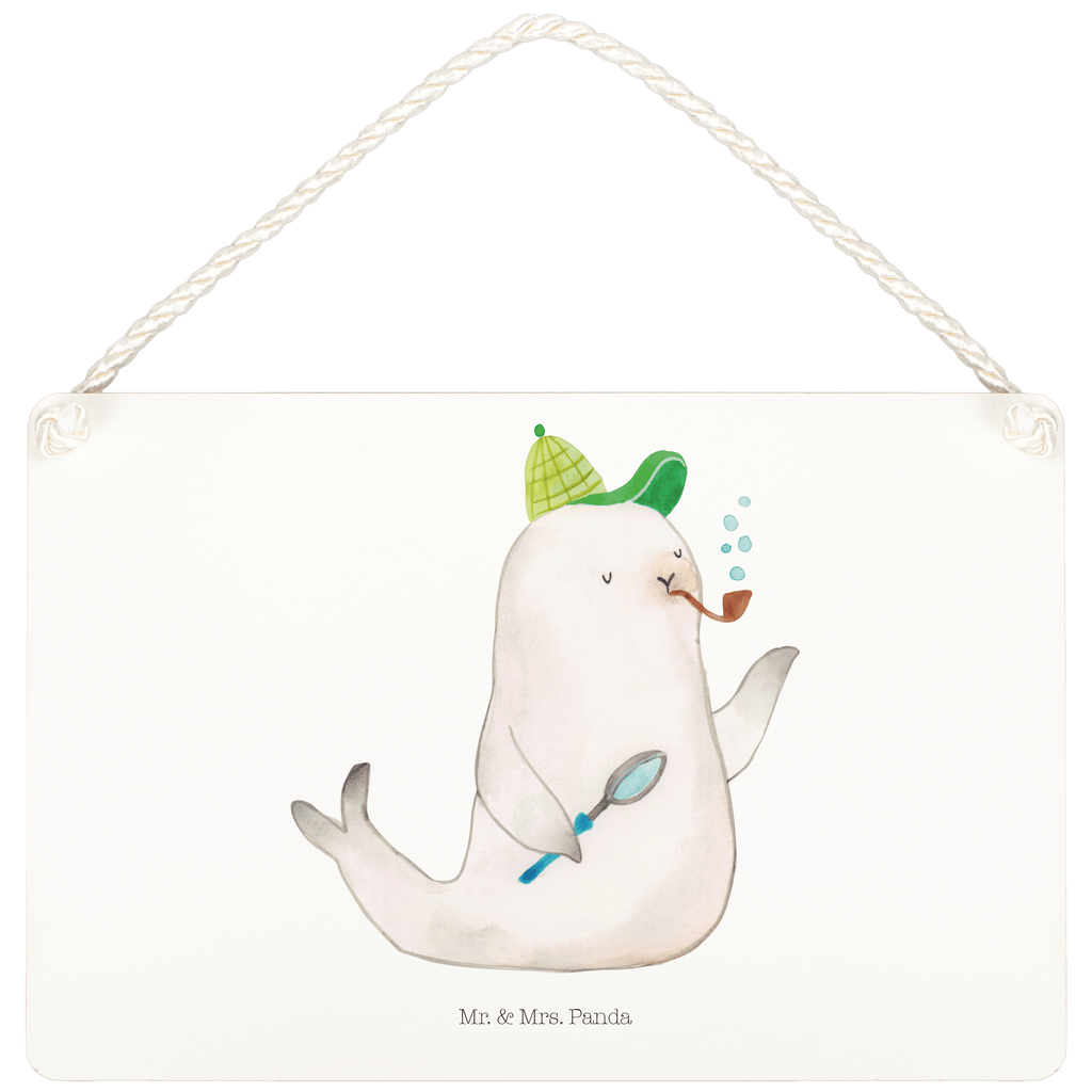 Deko Schild Robbe Sherlock  Schild, Türschild, Holzschild, Wandschild, Wanddeko  süße Tiermotive, gute Laune, lustige Sprüche, Tiere