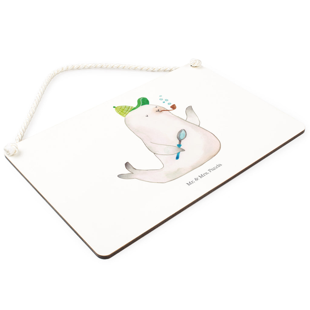 Deko Schild Robbe Sherlock  Schild, Türschild, Holzschild, Wandschild, Wanddeko  süße Tiermotive, gute Laune, lustige Sprüche, Tiere