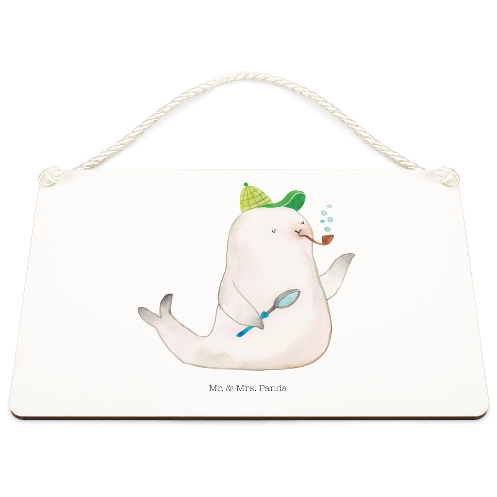 Deko Schild Robbe Sherlock  Schild, Türschild, Holzschild, Wandschild, Wanddeko  süße Tiermotive, gute Laune, lustige Sprüche, Tiere