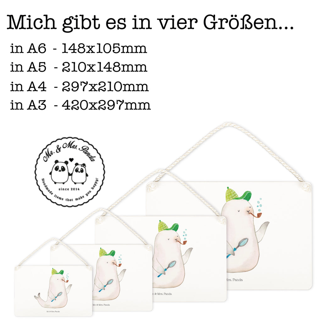 Deko Schild Robbe Sherlock  Schild, Türschild, Holzschild, Wandschild, Wanddeko  süße Tiermotive, gute Laune, lustige Sprüche, Tiere