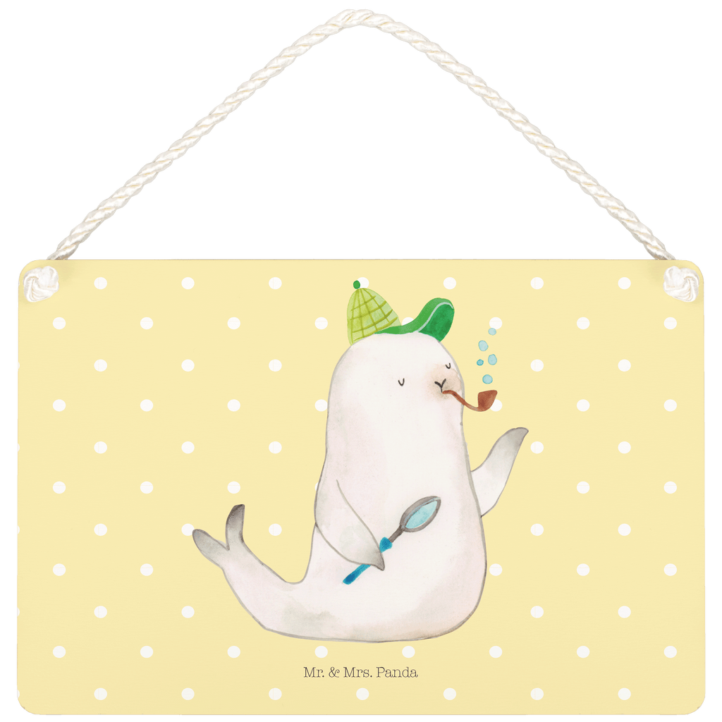Deko Schild Robbe Sherlock  Schild, Türschild, Holzschild, Wandschild, Wanddeko  süße Tiermotive, gute Laune, lustige Sprüche, Tiere