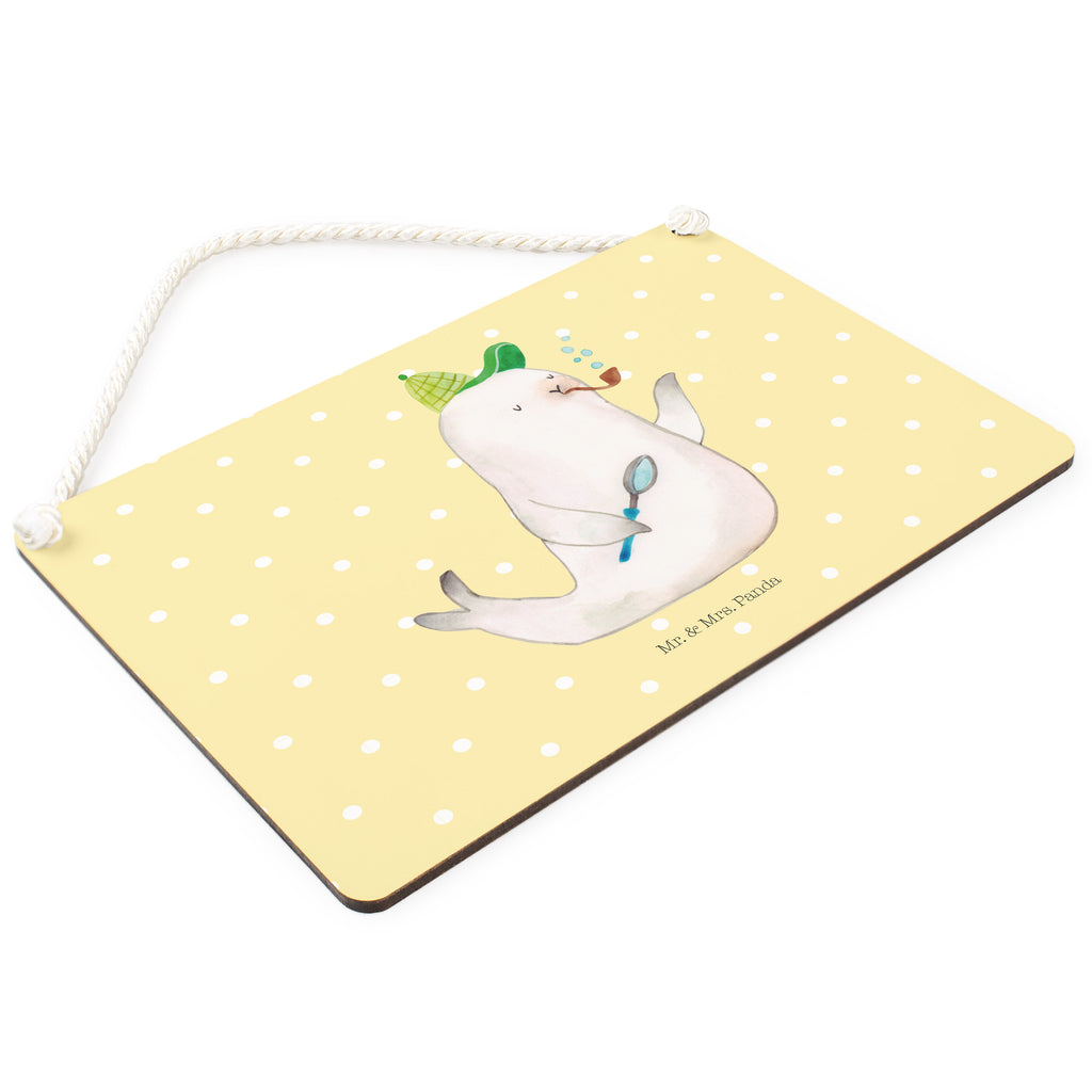 Deko Schild Robbe Sherlock  Schild, Türschild, Holzschild, Wandschild, Wanddeko  süße Tiermotive, gute Laune, lustige Sprüche, Tiere