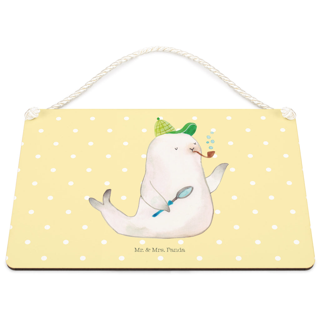 Deko Schild Robbe Sherlock  Schild, Türschild, Holzschild, Wandschild, Wanddeko  süße Tiermotive, gute Laune, lustige Sprüche, Tiere