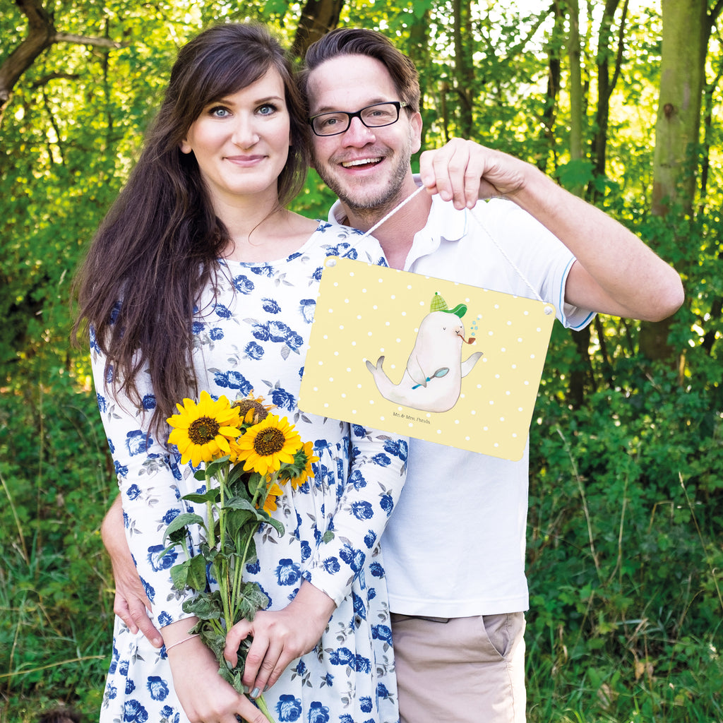 Deko Schild Robbe Sherlock  Schild, Türschild, Holzschild, Wandschild, Wanddeko  süße Tiermotive, gute Laune, lustige Sprüche, Tiere