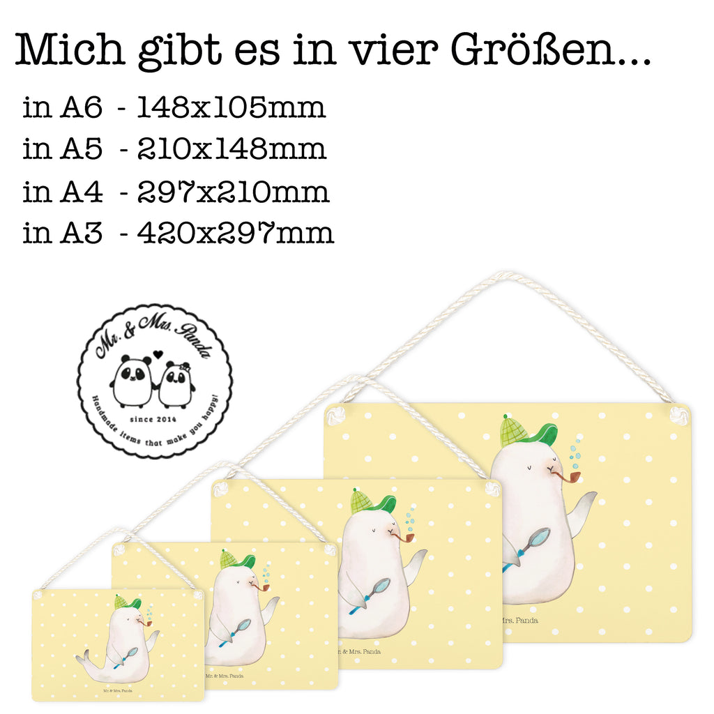 Deko Schild Robbe Sherlock  Schild, Türschild, Holzschild, Wandschild, Wanddeko  süße Tiermotive, gute Laune, lustige Sprüche, Tiere