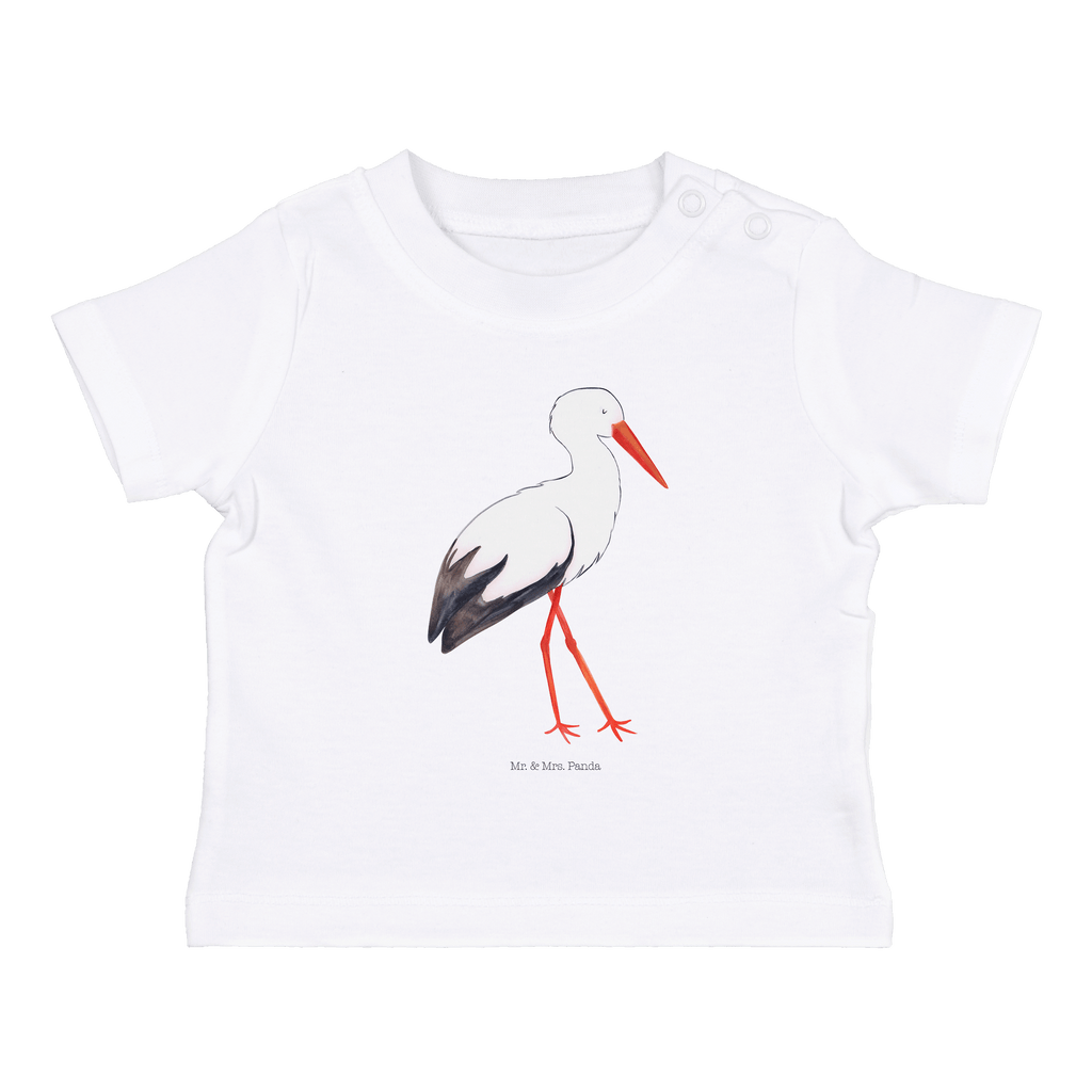 Baby T-Shirt Storch Storch, Störche, Schwangerschaft, Geburt, Mutter, Mütter, Mutter werden, Schwanger, Babybauch, Baby	 Mädchen,Jungen,Unisex,Motiv,Baby T-Shirt,Kurzarm  süße Tiermotive, gute Laune, lustige Sprüche, Tiere