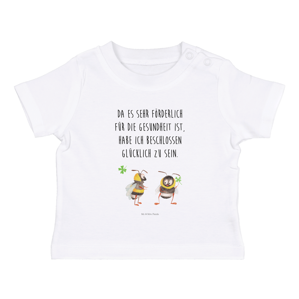 Baby T-Shirt Hummeln mit Kleeblatt Hummel, Biene, Spruch positiv, Biene Deko, Spruch schön, glücklich sein, glücklich werden, Spruch fröhlich Mädchen,Jungen,Unisex,Motiv,Baby T-Shirt,Kurzarm  süße Tiermotive, gute Laune, lustige Sprüche, Tiere