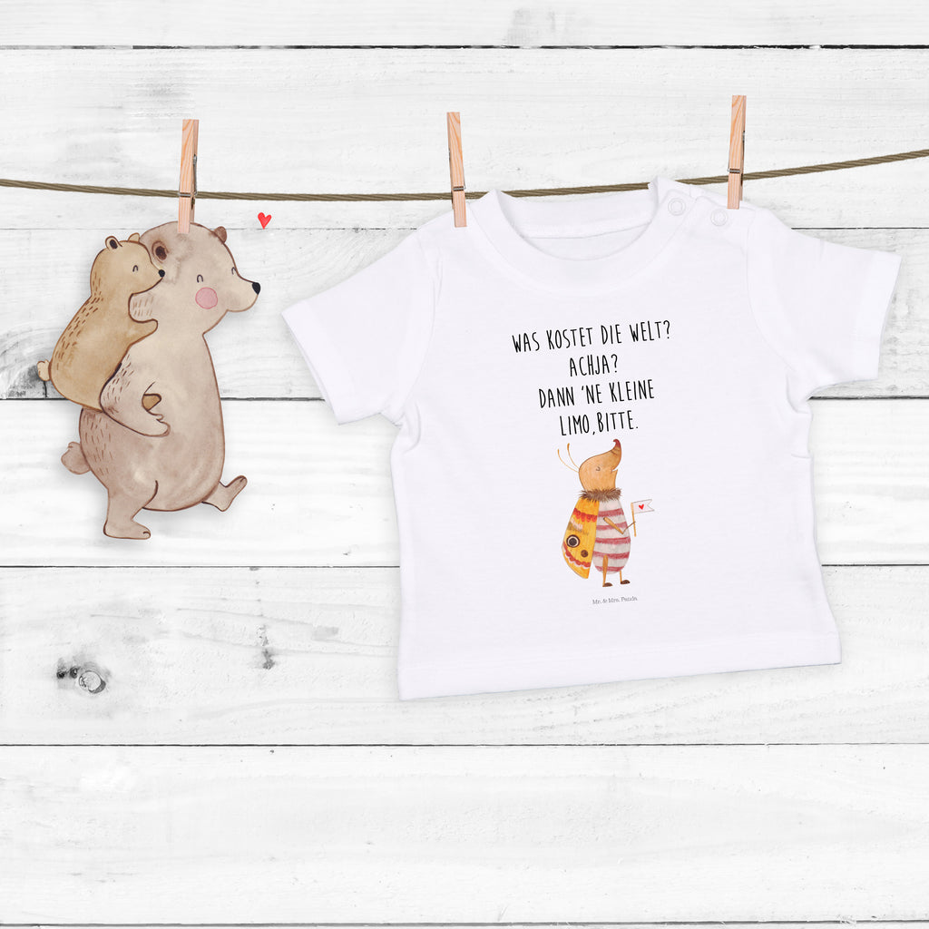 Baby T-Shirt Nachtfalter mit Fähnchen Nachtfalter, Käfer, Spruch lustig, Spruch witzig, süß, niedlich, Küche Deko, Was kostet die Welt Mädchen, Jungen, Unisex, Motiv ,Baby T-Shirt, Kurzarm, Shirt, Baby  süße Tiermotive, gute Laune, lustige Sprüche, Tiere