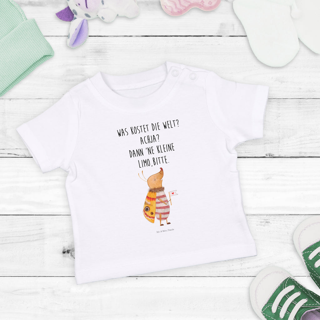 Baby T-Shirt Nachtfalter mit Fähnchen Nachtfalter, Käfer, Spruch lustig, Spruch witzig, süß, niedlich, Küche Deko, Was kostet die Welt Mädchen, Jungen, Unisex, Motiv ,Baby T-Shirt, Kurzarm, Shirt, Baby  süße Tiermotive, gute Laune, lustige Sprüche, Tiere