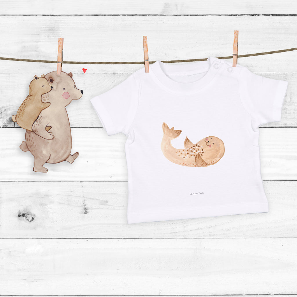 Baby T-Shirt Robbe liegend Robbe, Robben, Seehund, Strand, Meerestier, Ostsee, Nordsee, Lachen, Freude Mädchen,Jungen,Unisex,Motiv,Baby T-Shirt,Kurzarm  süße Tiermotive, gute Laune, lustige Sprüche, Tiere