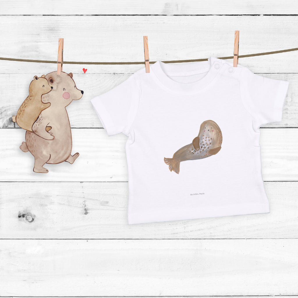 Baby T-Shirt Robbe lachend Robbe, Robben, Seehund, Strand, Meerestier, Ostsee, Nordsee Mädchen,Jungen,Unisex,Motiv,Baby T-Shirt,Kurzarm  süße Tiermotive, gute Laune, lustige Sprüche, Tiere