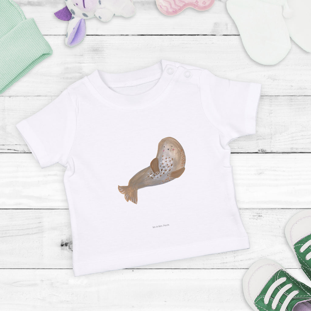 Baby T-Shirt Robbe lachend Robbe, Robben, Seehund, Strand, Meerestier, Ostsee, Nordsee Mädchen,Jungen,Unisex,Motiv,Baby T-Shirt,Kurzarm  süße Tiermotive, gute Laune, lustige Sprüche, Tiere