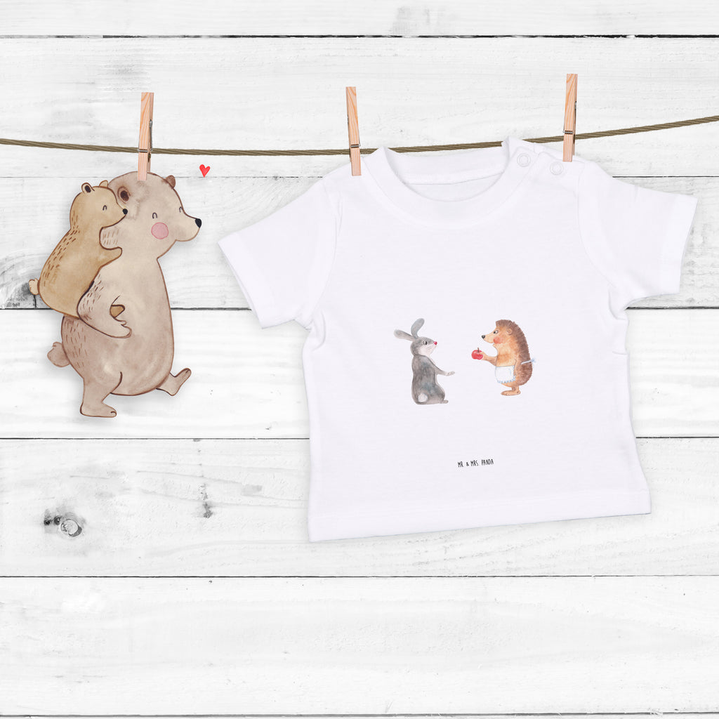 Baby T-Shirt Liebe ist nie ohne Schmerz Igel und Hase, Igel, Hase, Liebe Spruch, Liebeskummer Geschenk, Herzschmerz, Trösten, Trennungsschmerz, Spruch romantisch Mädchen,Jungen,Unisex,Motiv,Baby T-Shirt,Kurzarm  süße Tiermotive, gute Laune, lustige Sprüche, Tiere