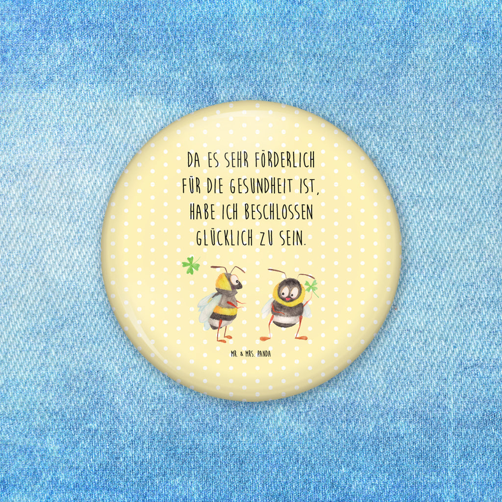 Button Hummeln mit Kleeblatt