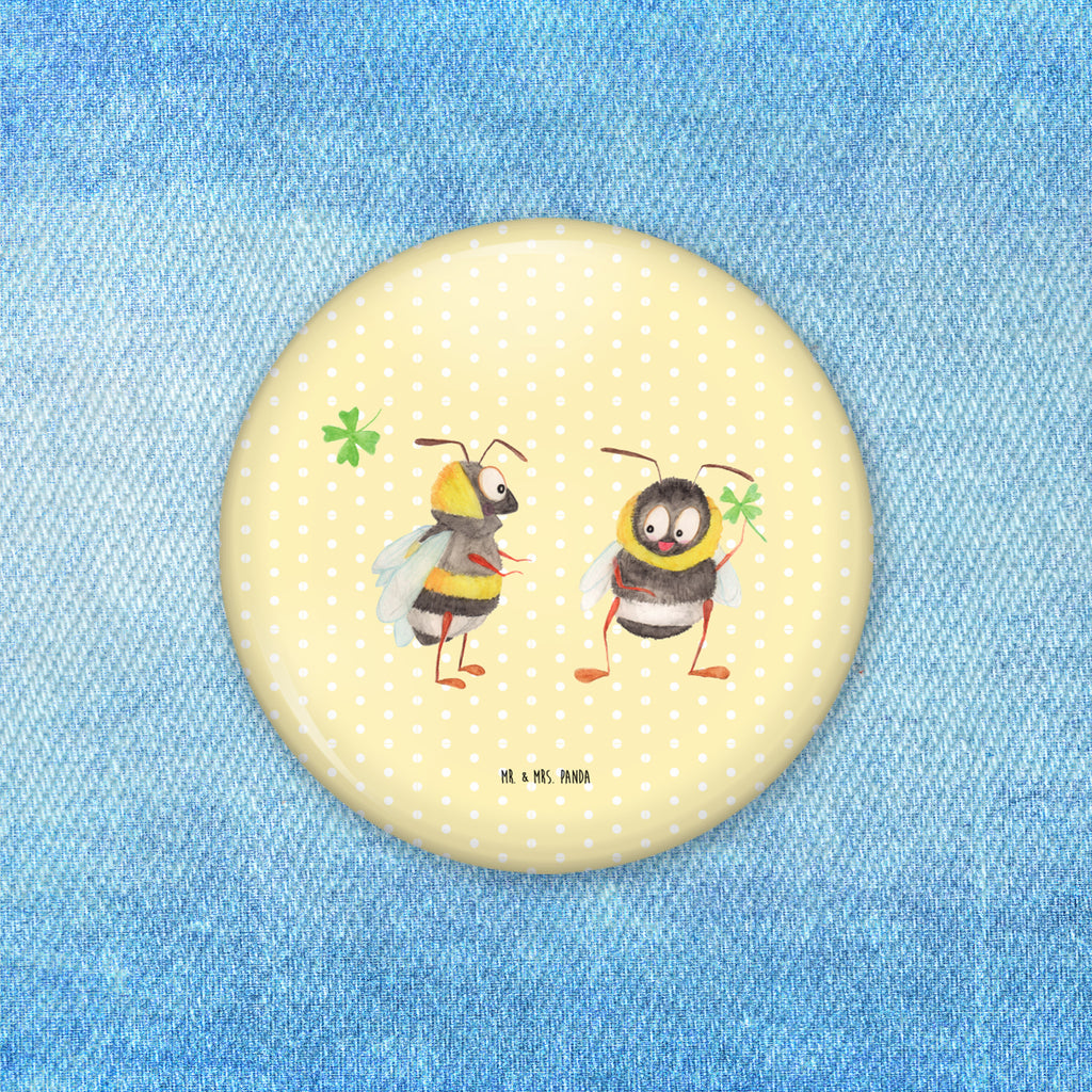 Button Hummeln mit Kleeblatt