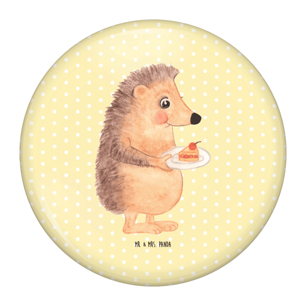 Button Igel mit Kuchenstück