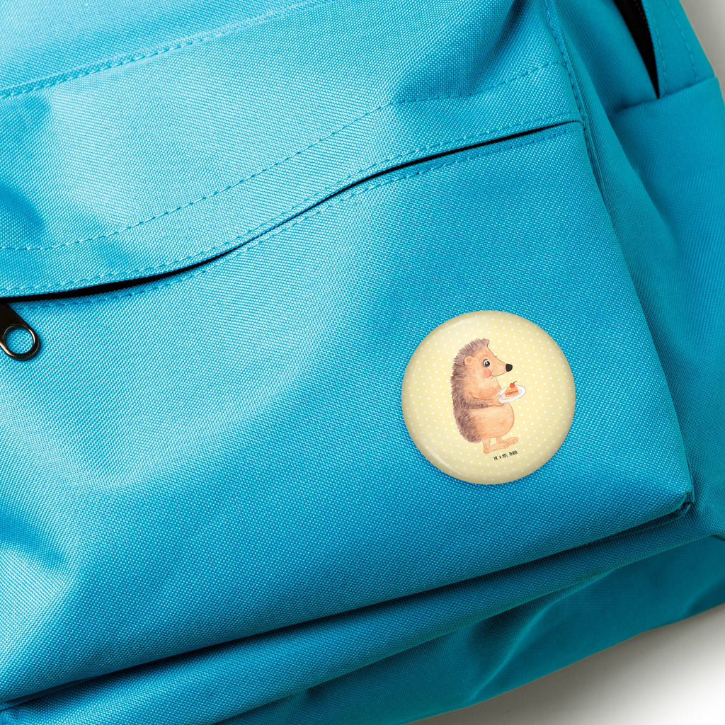 Button Igel mit Kuchenstück