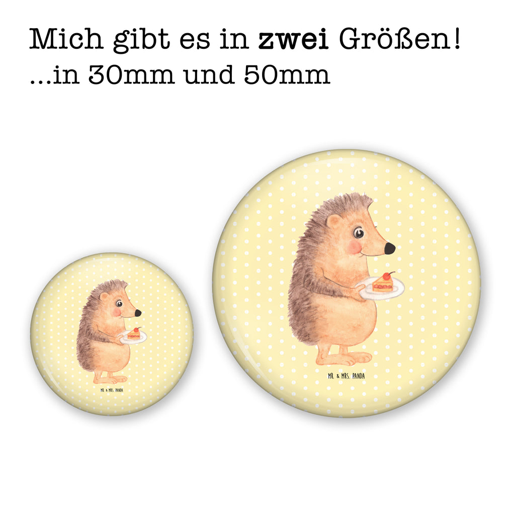 Button Igel mit Kuchenstück