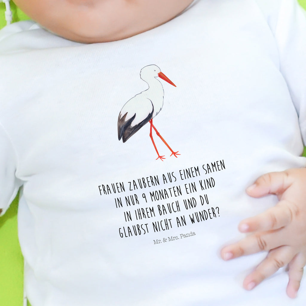 Baby T-Shirt Storch Storch, Störche, Schwangerschaft, Geburt, Mutter, Mütter, Mutter werden, Schwanger, Babybauch, Baby	 Mädchen,Jungen,Unisex,Motiv,Baby T-Shirt,Kurzarm  süße Tiermotive, gute Laune, lustige Sprüche, Tiere