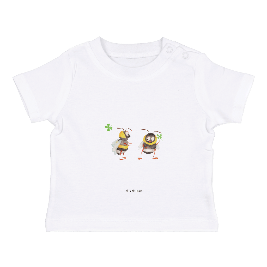 Baby T-Shirt Hummeln mit Kleeblatt Hummel, Biene, Spruch positiv, Biene Deko, Spruch schön, glücklich sein, glücklich werden, Spruch fröhlich Mädchen,Jungen,Unisex,Motiv,Baby T-Shirt,Kurzarm  süße Tiermotive, gute Laune, lustige Sprüche, Tiere