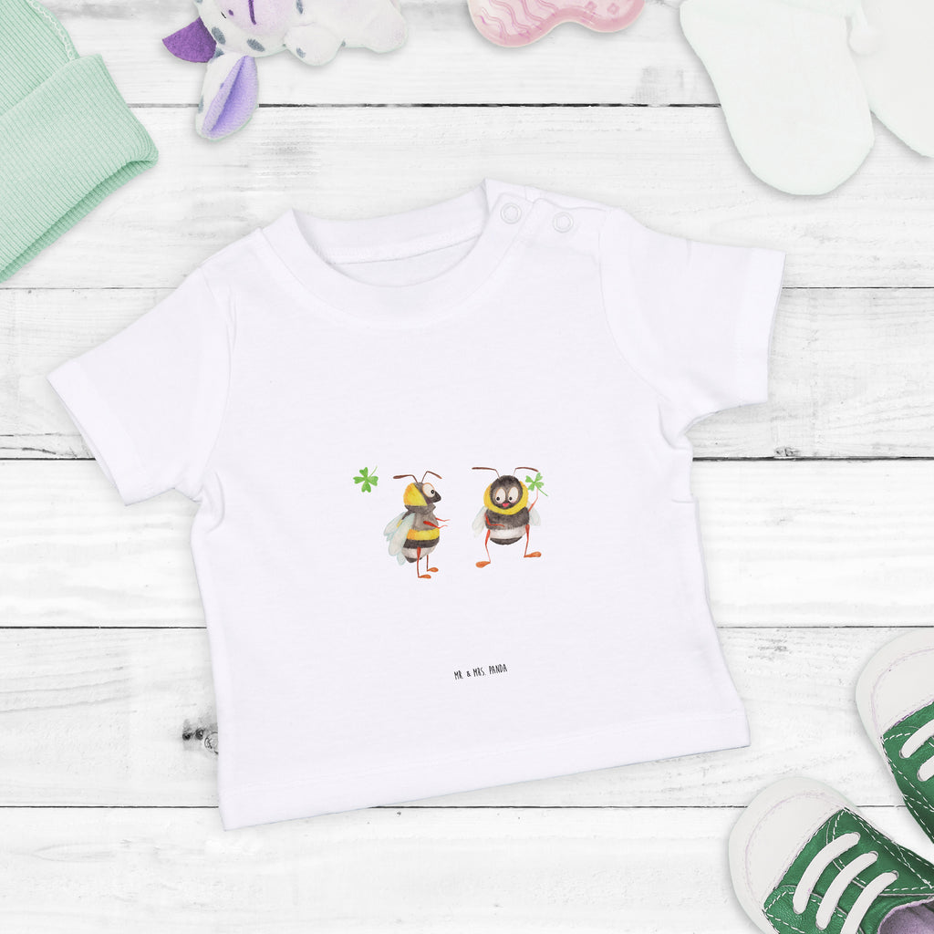Baby T-Shirt Hummeln mit Kleeblatt Hummel, Biene, Spruch positiv, Biene Deko, Spruch schön, glücklich sein, glücklich werden, Spruch fröhlich Mädchen,Jungen,Unisex,Motiv,Baby T-Shirt,Kurzarm  süße Tiermotive, gute Laune, lustige Sprüche, Tiere