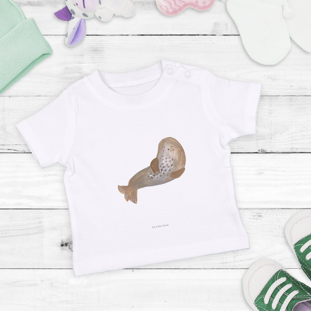 Baby T-Shirt Robbe lachend Robbe, Robben, Seehund, Strand, Meerestier, Ostsee, Nordsee Mädchen,Jungen,Unisex,Motiv,Baby T-Shirt,Kurzarm  süße Tiermotive, gute Laune, lustige Sprüche, Tiere
