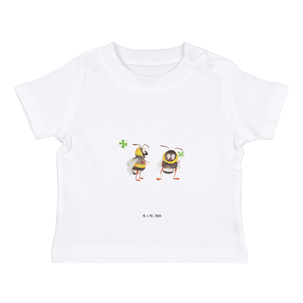 Baby T-Shirt Hummeln mit Kleeblatt Hummel, Biene, Spruch positiv, Biene Deko, Spruch schön, glücklich sein, glücklich werden, Spruch fröhlich Mädchen,Jungen,Unisex,Motiv,Baby T-Shirt,Kurzarm  süße Tiermotive, gute Laune, lustige Sprüche, Tiere