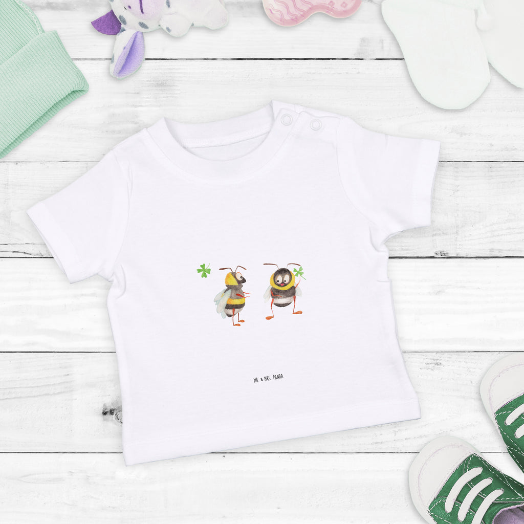 Baby T-Shirt Hummeln mit Kleeblatt Hummel, Biene, Spruch positiv, Biene Deko, Spruch schön, glücklich sein, glücklich werden, Spruch fröhlich Mädchen,Jungen,Unisex,Motiv,Baby T-Shirt,Kurzarm  süße Tiermotive, gute Laune, lustige Sprüche, Tiere
