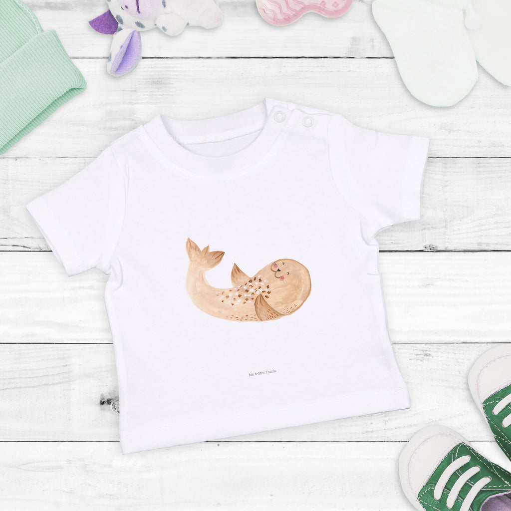 Baby T-Shirt Robbe liegend Robbe, Robben, Seehund, Strand, Meerestier, Ostsee, Nordsee, Lachen, Freude Mädchen,Jungen,Unisex,Motiv,Baby T-Shirt,Kurzarm  süße Tiermotive, gute Laune, lustige Sprüche, Tiere