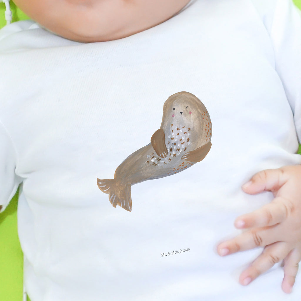 Baby T-Shirt Robbe lachend Robbe, Robben, Seehund, Strand, Meerestier, Ostsee, Nordsee Mädchen,Jungen,Unisex,Motiv,Baby T-Shirt,Kurzarm  süße Tiermotive, gute Laune, lustige Sprüche, Tiere