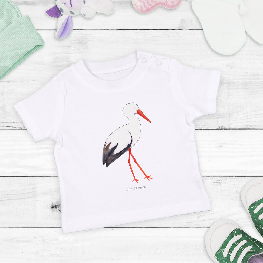 Baby T-Shirt Storch Storch, Störche, Schwangerschaft, Geburt, Mutter, Mütter, Mutter werden, Schwanger, Babybauch, Baby	 Mädchen,Jungen,Unisex,Motiv,Baby T-Shirt,Kurzarm  süße Tiermotive, gute Laune, lustige Sprüche, Tiere