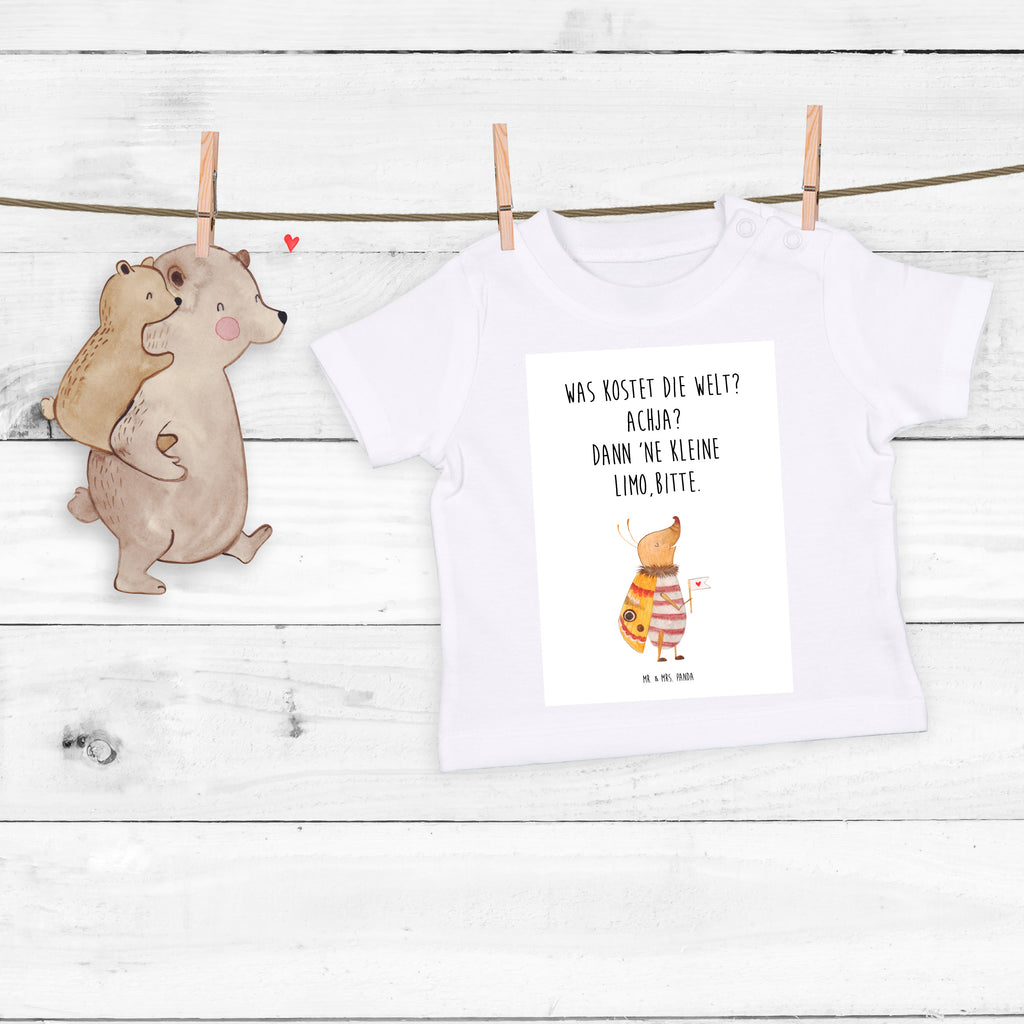 Baby T-Shirt Nachtfalter mit Fähnchen Nachtfalter, Käfer, Spruch lustig, Spruch witzig, süß, niedlich, Küche Deko, Was kostet die Welt Mädchen, Jungen, Unisex, Motiv ,Baby T-Shirt, Kurzarm, Shirt, Baby  süße Tiermotive, gute Laune, lustige Sprüche, Tiere