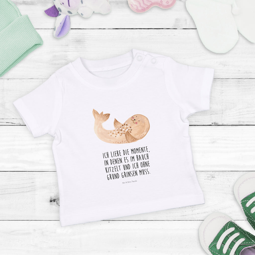 Baby T-Shirt Robbe liegend Robbe, Robben, Seehund, Strand, Meerestier, Ostsee, Nordsee, Lachen, Freude Mädchen,Jungen,Unisex,Motiv,Baby T-Shirt,Kurzarm  süße Tiermotive, gute Laune, lustige Sprüche, Tiere