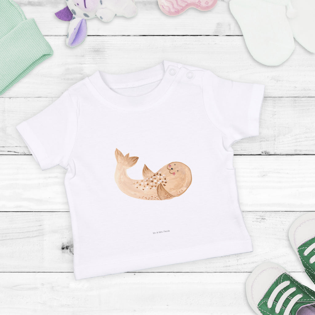 Baby T-Shirt Robbe liegend Robbe, Robben, Seehund, Strand, Meerestier, Ostsee, Nordsee, Lachen, Freude Mädchen,Jungen,Unisex,Motiv,Baby T-Shirt,Kurzarm  süße Tiermotive, gute Laune, lustige Sprüche, Tiere
