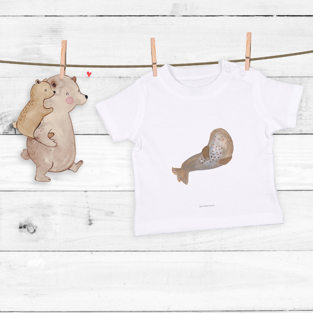 Baby T-Shirt Robbe lachend Robbe, Robben, Seehund, Strand, Meerestier, Ostsee, Nordsee Mädchen,Jungen,Unisex,Motiv,Baby T-Shirt,Kurzarm  süße Tiermotive, gute Laune, lustige Sprüche, Tiere